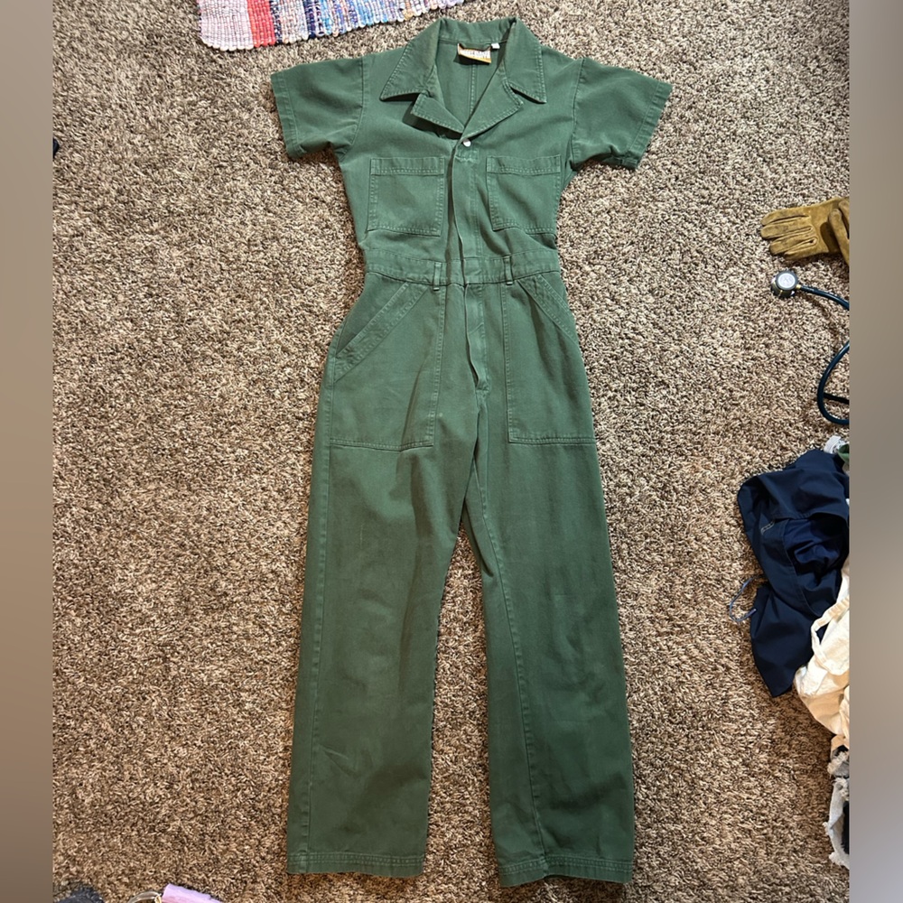 Big Bud Press Olive Green Utility Denim Overalls